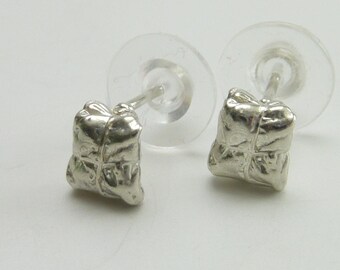 950 Silver Lo Mai Gai Stud Earrings Cantonese Dim Sum Lotus Leaf Rice