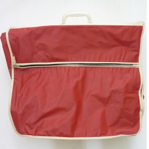 Vintage Red Plastic Garment Bag Bifold Luggage