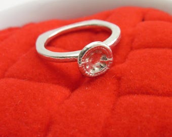 Handcrafted Dan Tat .950 Silver Mini Hong Kong Egg Tart Ring Dim Sum Foodie Gift