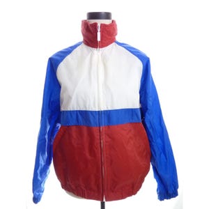 Vintage Retro Grandpa Style Windbreaker Red White and Blue Small