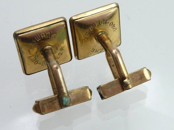 Vintage Red and Gold Plated Cufflinks Swank - image 4