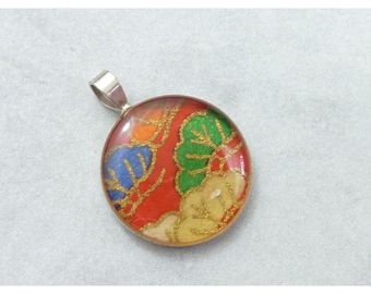 Colgante de plata de ley 925 con papel washi