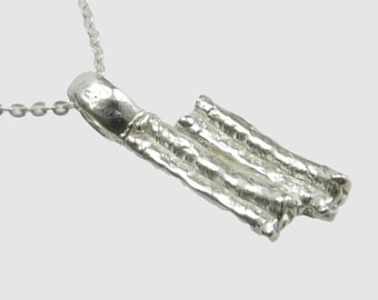 950 Silver Chinese Dim Sum Double Youtiao Pendant Cantonese Donut Stick 27mm