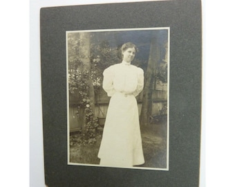 Vintage Photograph Woman in White Dress Early 1900's Antique Photo
