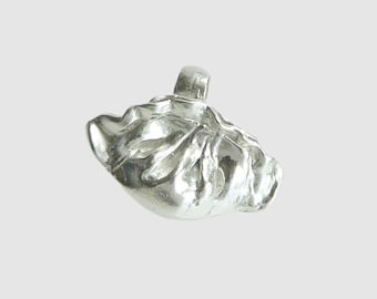 Handcrafted 950 Fine Silver Dumpling Pendant Dim Sum Food Jewelry Charm 21mm