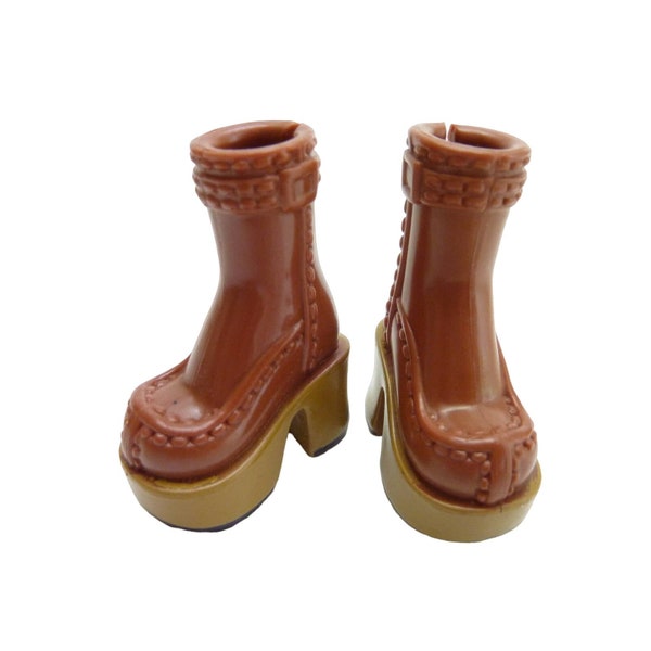 Barbie Doll Boots My Scene Brown Platform Chunky High Heels Buckle Shoes