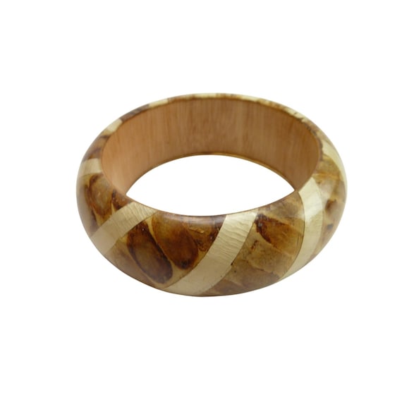 Vintage Wood and Fiber Lacquered Bangle