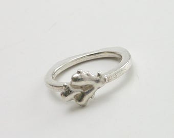 Fine Silver 950 Ginger Root Ring Textured Euro Shank Botanical Fine Jewelry