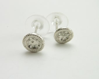 950 Fine Silver Miniature Dan Tat Egg Tart Chinese Dim Sum Earrings Studs 7mm