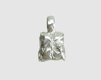 Artisan 950 Silver Lo Mai Gai Pendant Dim Sum Lotus Leaf Rice Charm Jewelry Asian Foodie Novelty Charm 19mm Made to Order