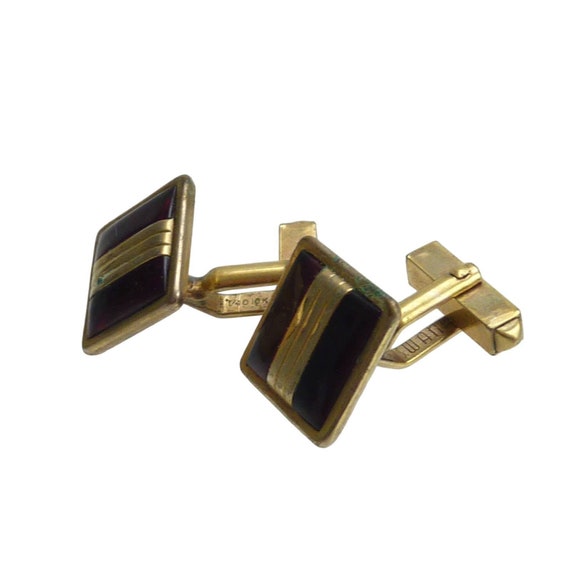 Vintage Red and Gold Plated Cufflinks Swank - image 2