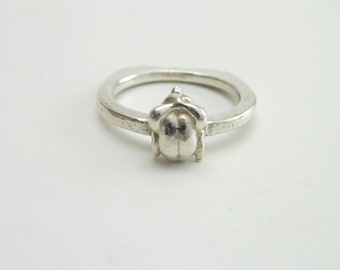 950 Fine Silver Rotisserie Chicken Charm Ring Artisan Foodie Dainty