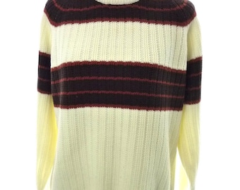 Vintage Indie Mens California Weinstocks Cream Brown 70's Sweater Medium