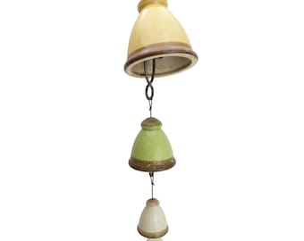 Vintage Ceramic Beehive Wind Chime Heavy Clay Pottery Tiered Bell Cottagecore
