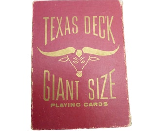 Vintage Giant Size Playing Cards Texas Deck  - Retro Collectible Game Set