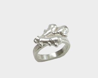 Fine Silver 950 Ginger Root Ring Handcrafted Artisan Botanical Statement Band Jewelry Dim Sum Gift