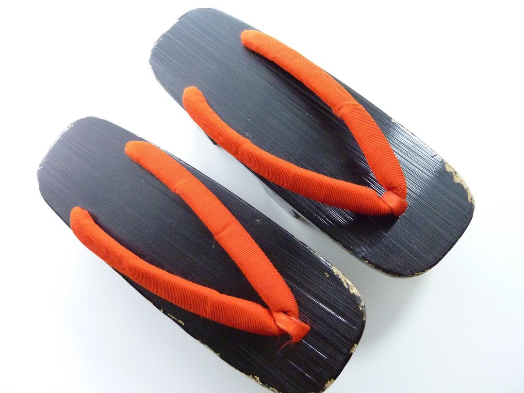 Authentic Vintage Osaka Geta Black Lacquer Wood Japanese Slipper ...