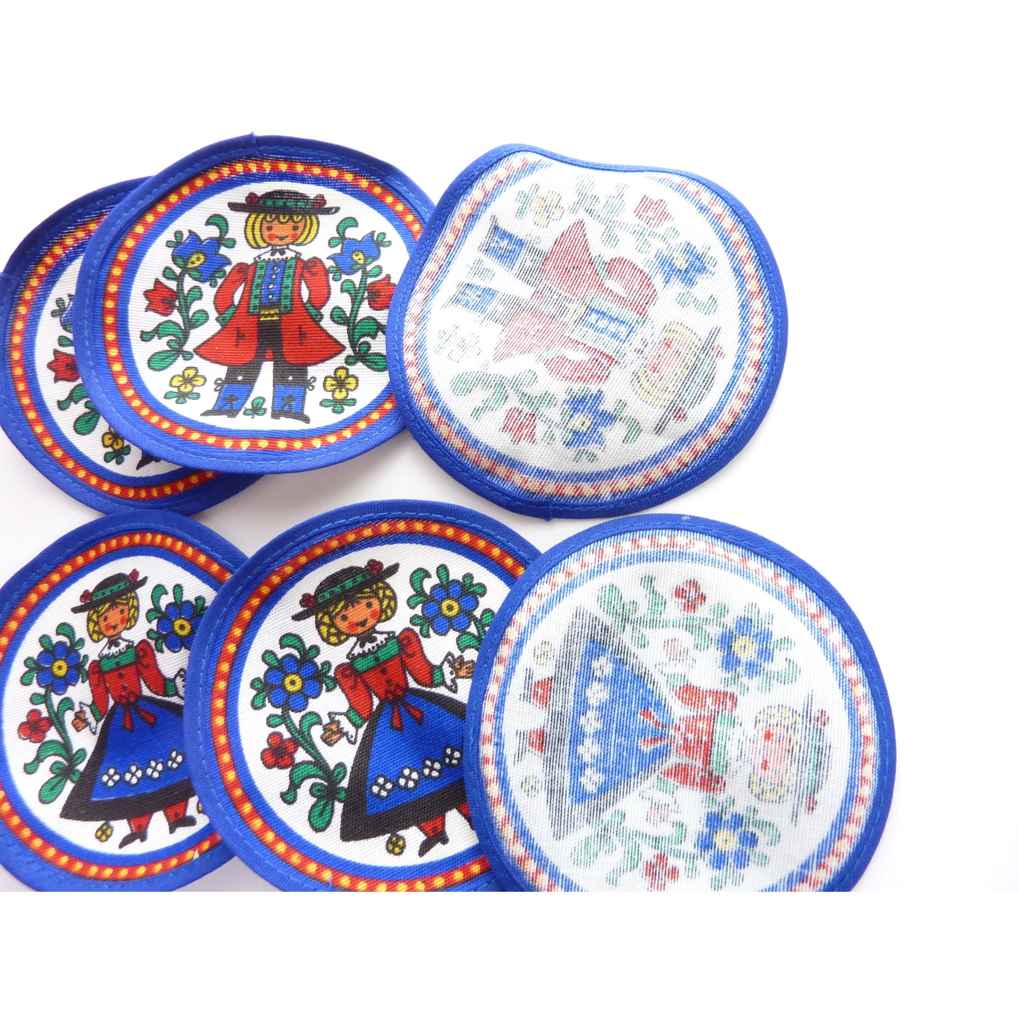 Vintage Cloth Dutch Coasters Set of 6 Etsy