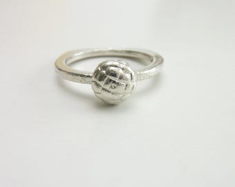 Handcrafted 950 Fine Silver Mini Pineapple Bun Ring Asian Foodie Dim Sum Band
