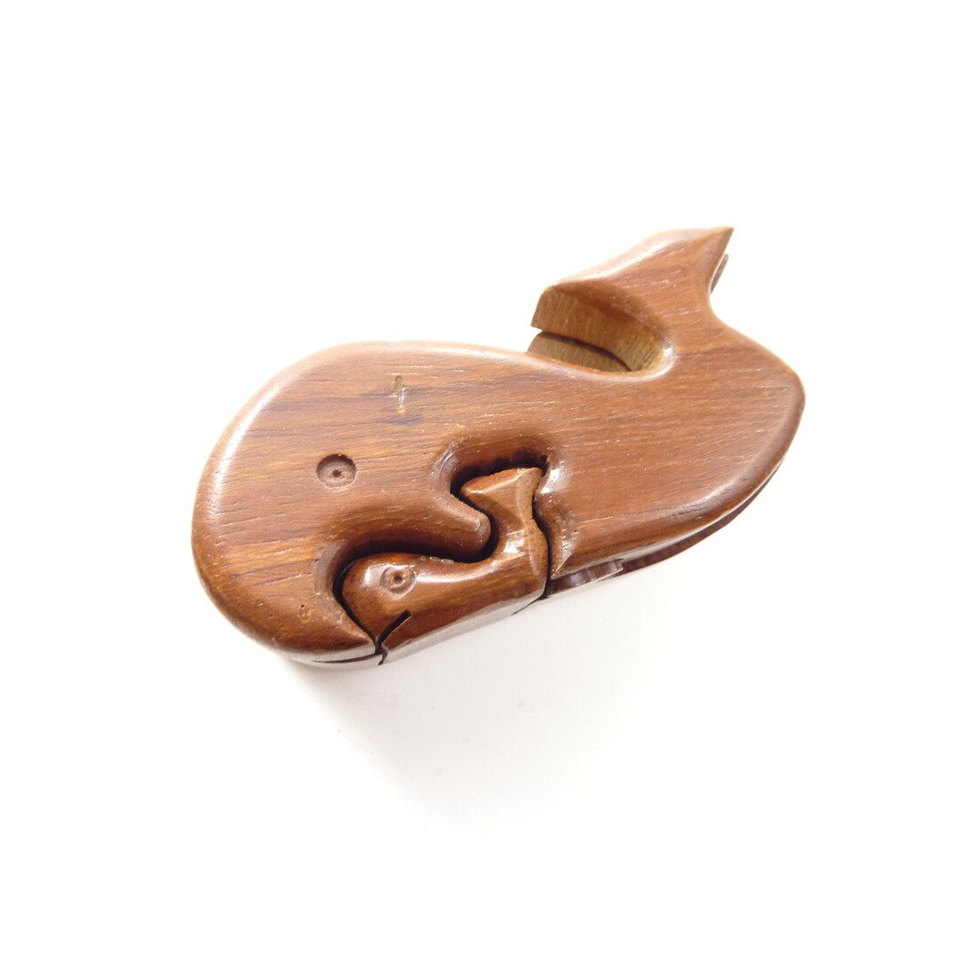 Vintage Whale Wood Bandsaw Puzzle Box Etsy