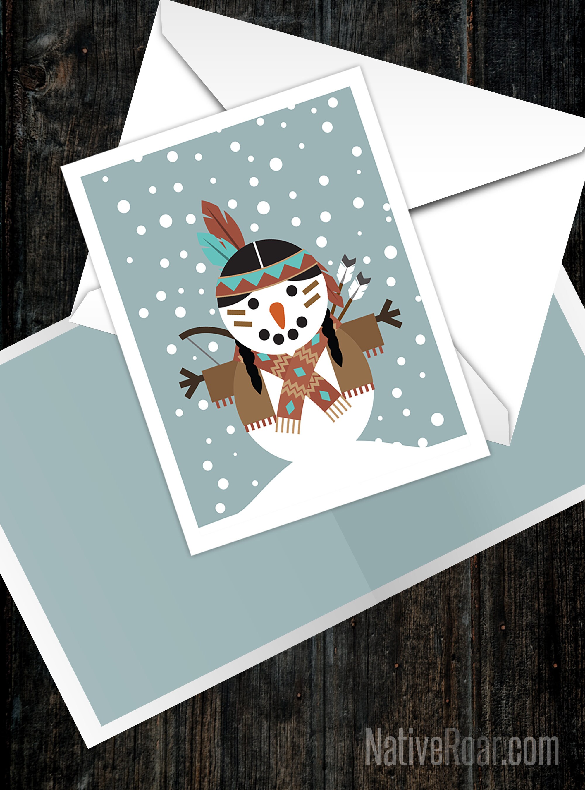 Native American Christmas Snowman Greeting Card Indigenous - Etsy