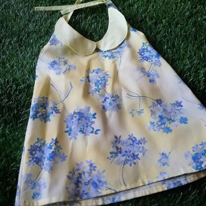 Girls Halterneck Top: &#39;Forget me not&#39; Floral Cotton, Size 2