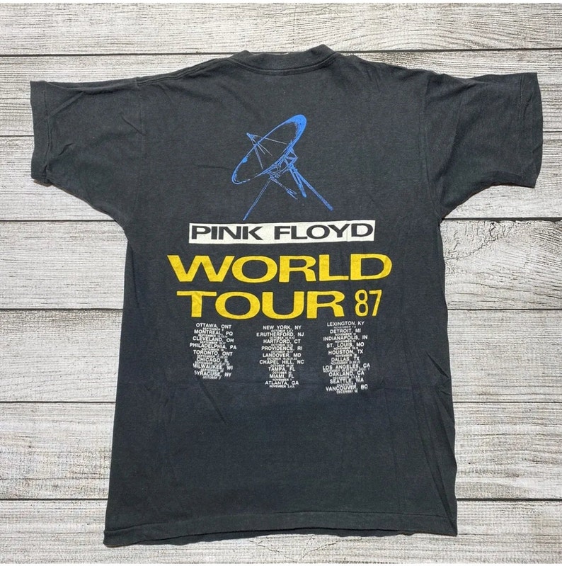 Pink Floyd World Tour Hombre Camiseta Negro M 100% Algodón Regular