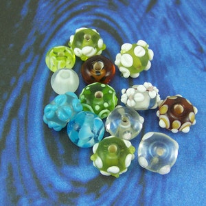 Handmade Glass Beads, DESTASH, 12 Lampwork beads, Glass beads, 13 Boro beads, Lampwork Flower Beads, Lampwork Glass, Bead Mix, Bead Soup