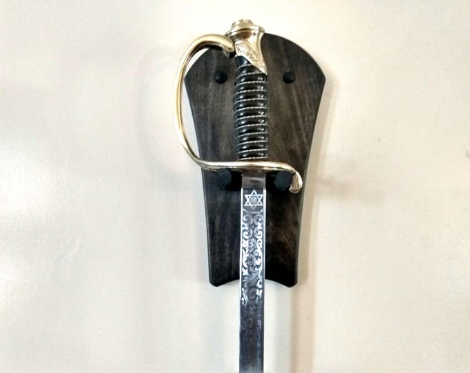 Military Saber and Basket Hilt Vertical Sword Display