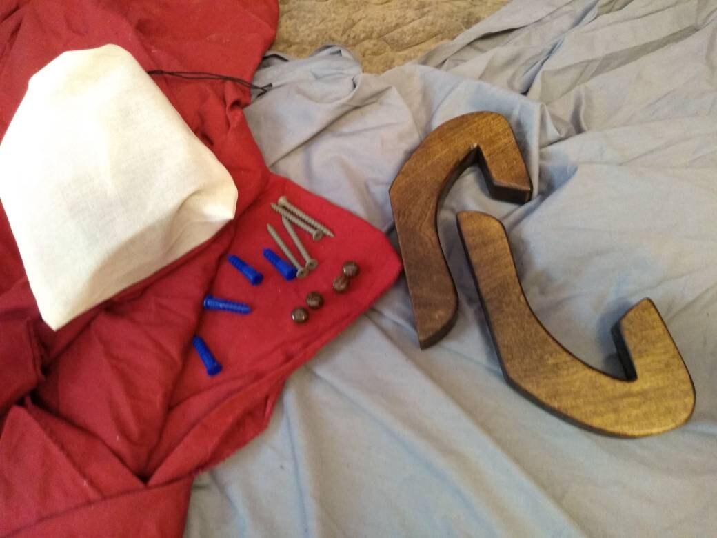 Set of Two Wooden Wall Hooks, Sword Display Hooks