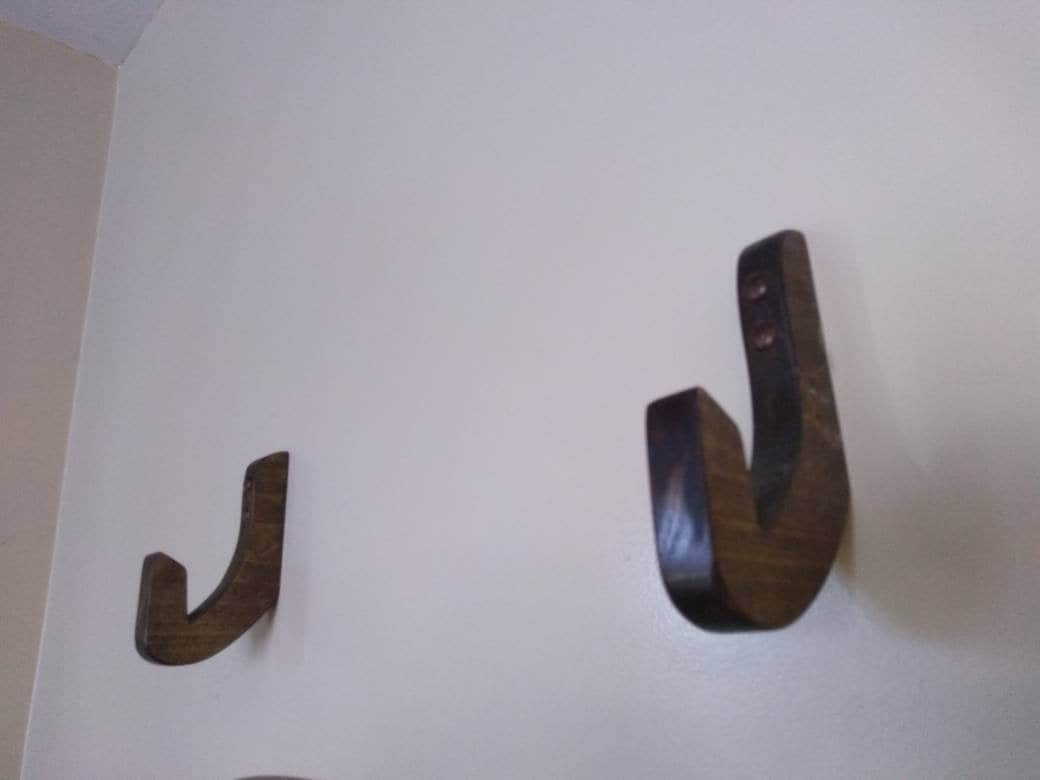 Set of Two Wooden Wall Hooks, Sword Display Hooks