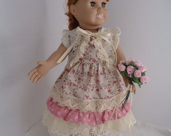 18 inch Doll Dress, Shrug, Slip and Felt Boots
