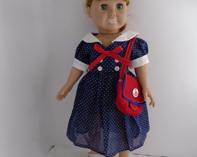 Dotted Swiss American Girl Doll Dress With Bag Etsy
