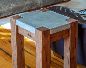Concrete side table modern rustic end table
