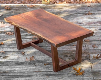 walnut coffee table live edge modern