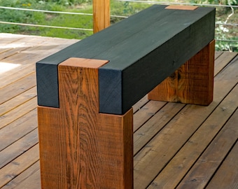 wood bench, shou sugi ban