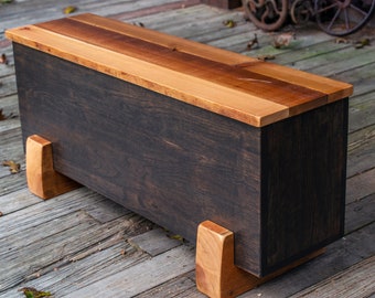 wood trunk storage bench