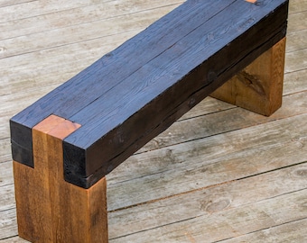 Custom cedar shou sugi ban wood bench