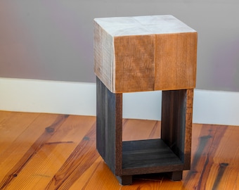 wood side end table night stand rustic reclaimed salvaged modern