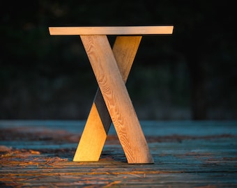 Handmade Rustic Side Table: Baltic Birch Top, Cedar Legs