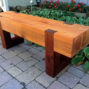 wood bench outdoor modern rustic garden patio entryway image 1