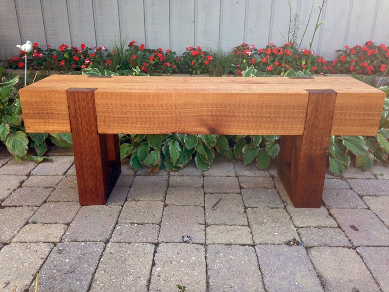 wood bench outdoor modern rustic garden patio entryway image 9