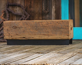 Reclaimed wood beam bench modern rustic