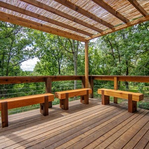 wood bench outdoor garden patio entryway image 2