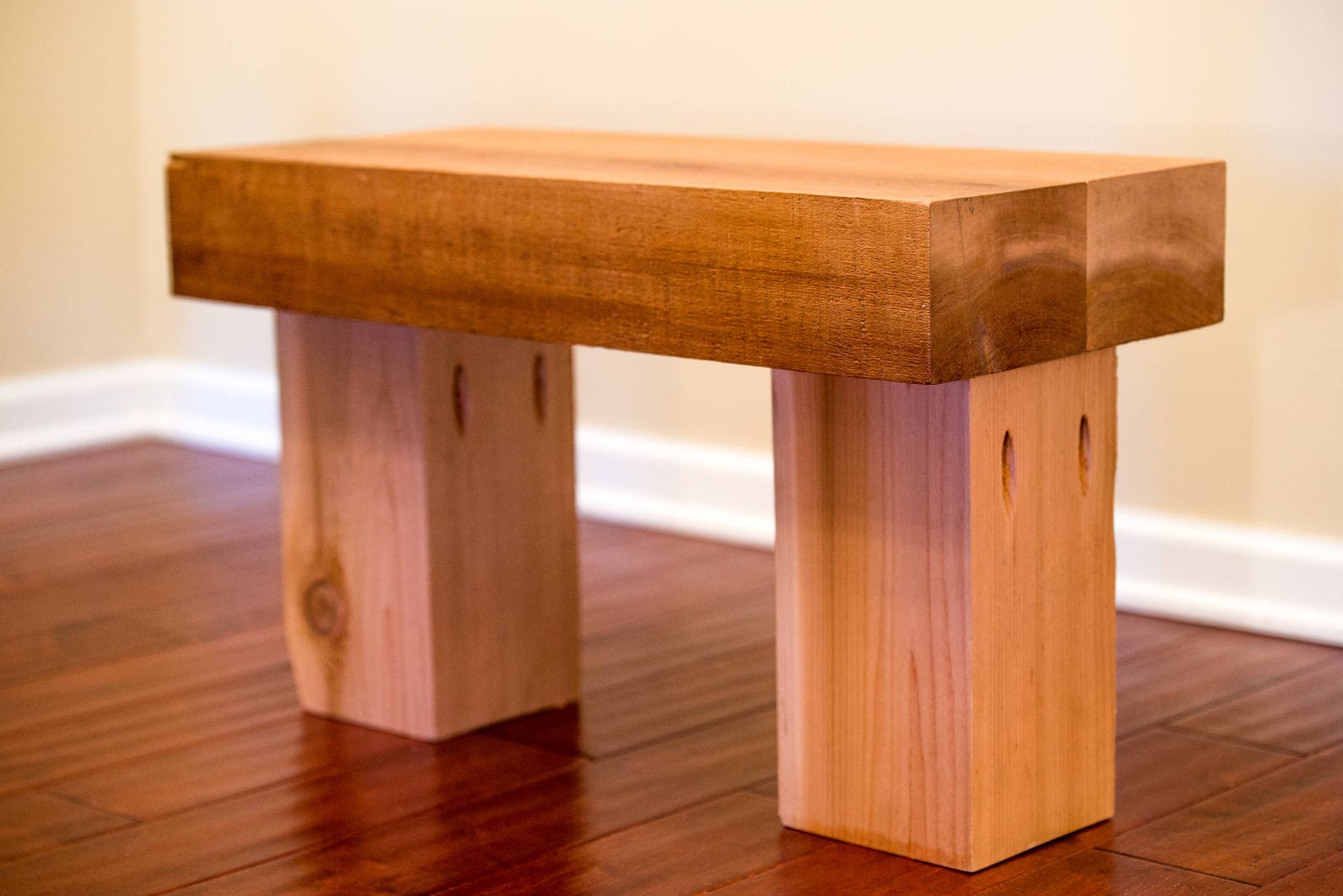 Rustic wood bench rough sawn cedar timbers Etsy