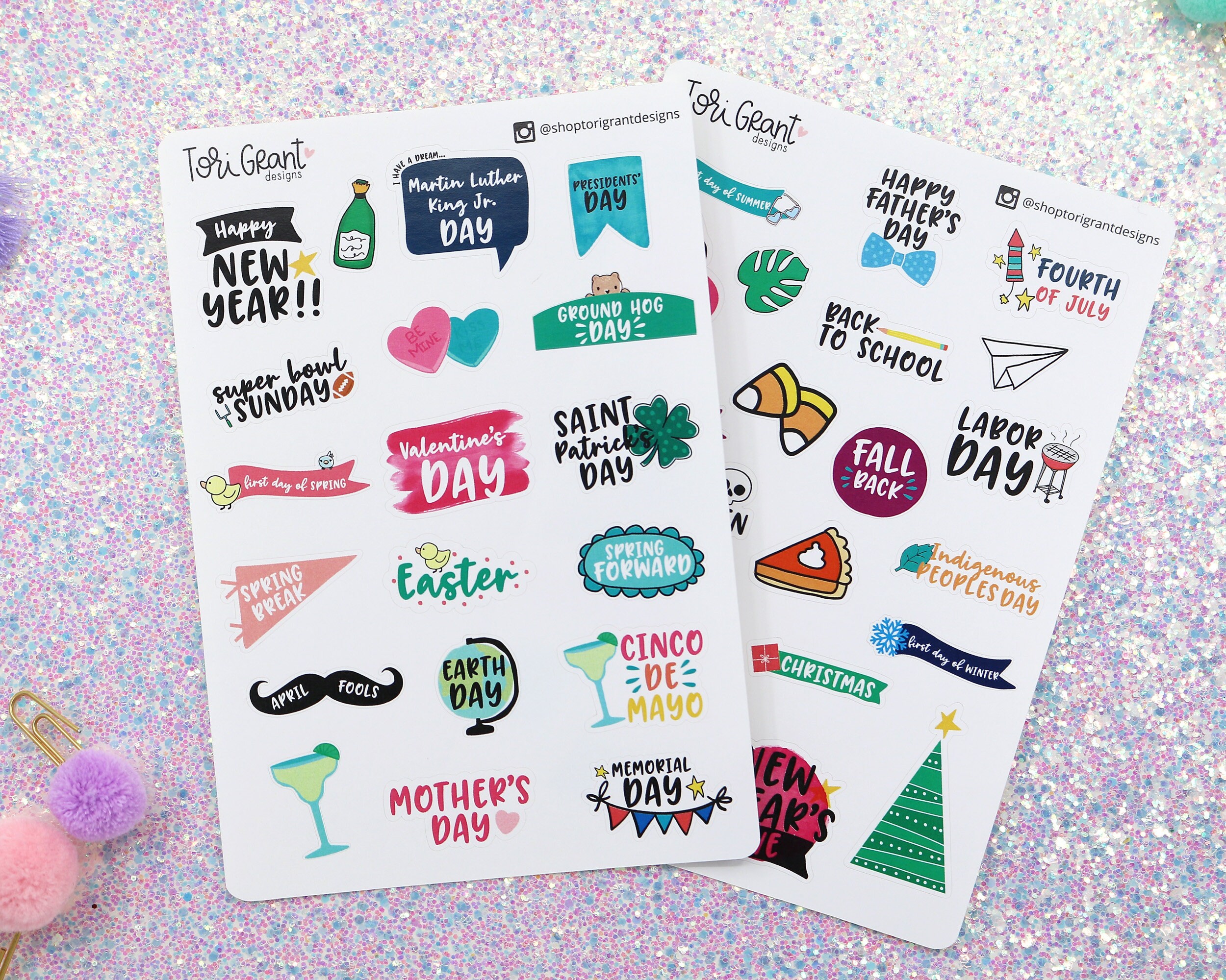 Yearly Holidays Planner Stickers