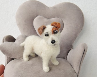 Needle Felted Jack Russel Terrier Dog Sculpture: Custom Pet Memorial