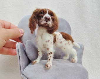 Needle Felted Spaniel Sculpture: Custom Dog Portrait