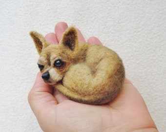 Needle Felted Chihuahua Sculpture: Custom Pet Portrait