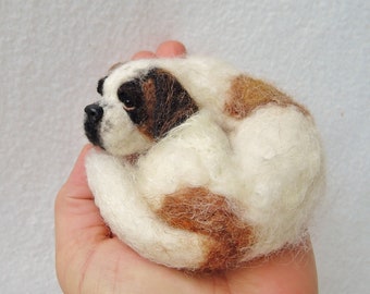 Needle Felted Bernese, St. Bernard Sculpture: Custom Pet Portrait